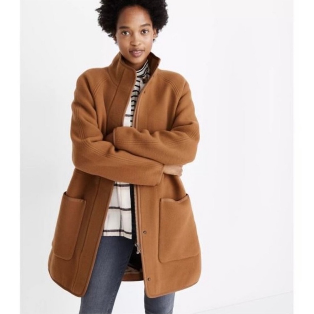 Madewell Estate Cocoon Wool Blend Coat in Melange Camel Sz M